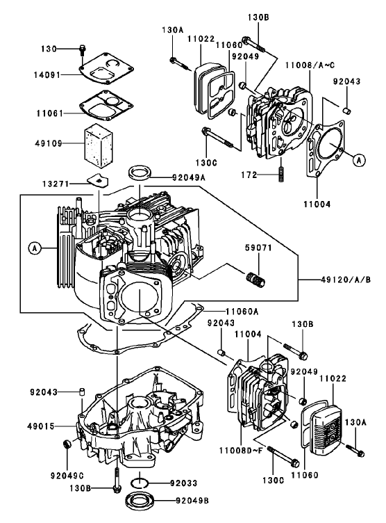 CylinderCrankcase Assembly Kawasaki FH451V BS04