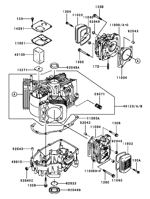 CylinderCrankcase Assembly Kawasaki FH451V BS04