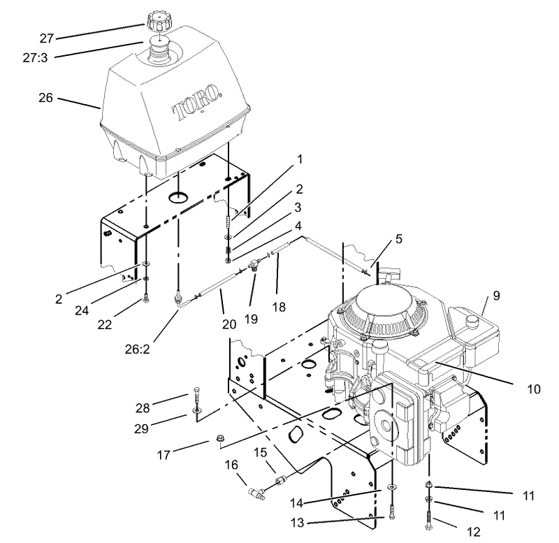Engine and Fuel System Assembly