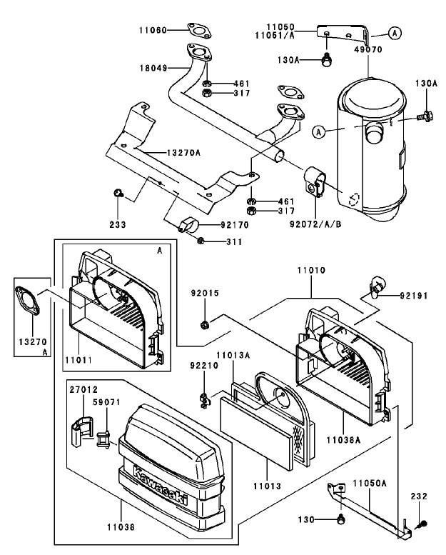 Air FilterMuffler Assembly Kawasaki FH451V BS04