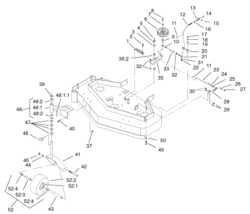 Front Caster and Blade Brake Assembly
