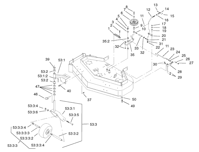 Front Castors Belt Tension and Blade Brake System Assembly