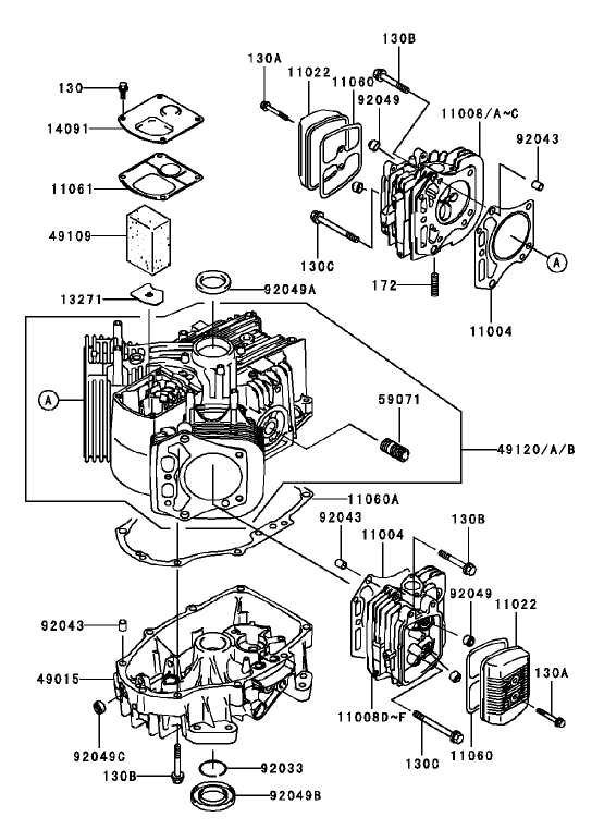 CylinderCrankcase Assembly Kawasaki FH451V BS04