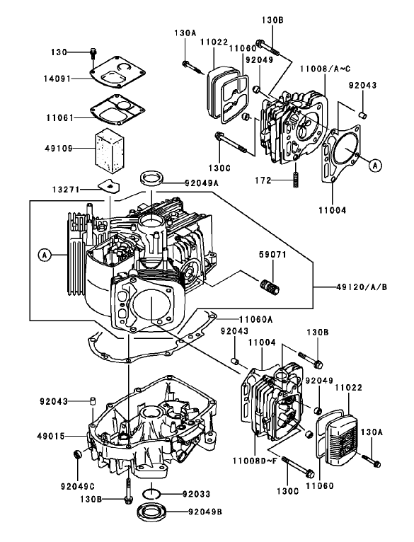 CylinderCrankcase Assembly Kawasaki FH451V BS04