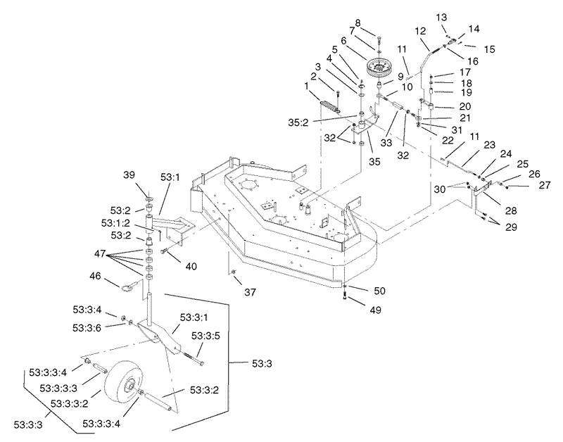 Front Castors Belt Tension and Blade Brake System Assembly