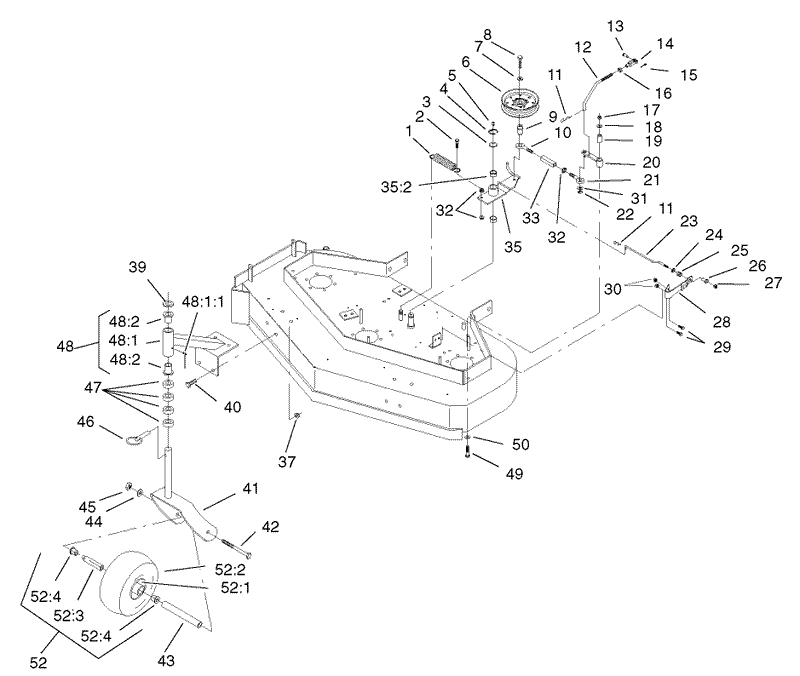 Front Caster and Blade Brake Assembly