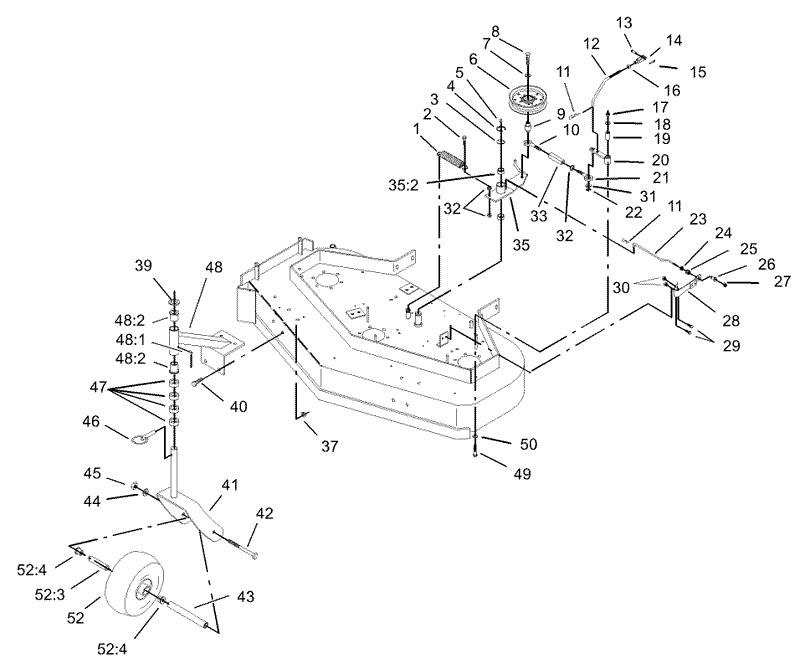 Front Castor Belt Tension and Blade Brake System Assembly