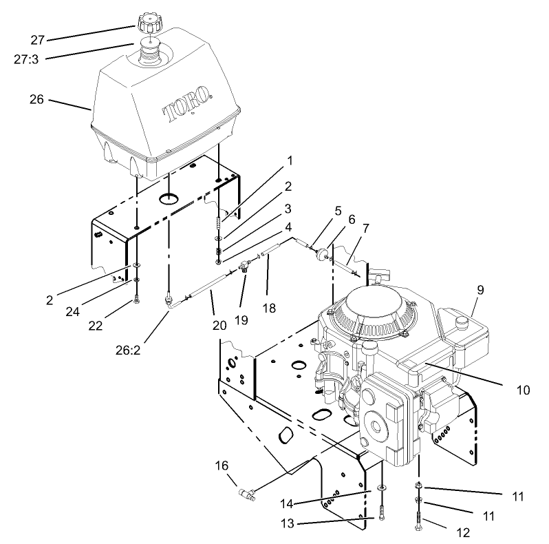 Engine and Fuel System Assembly