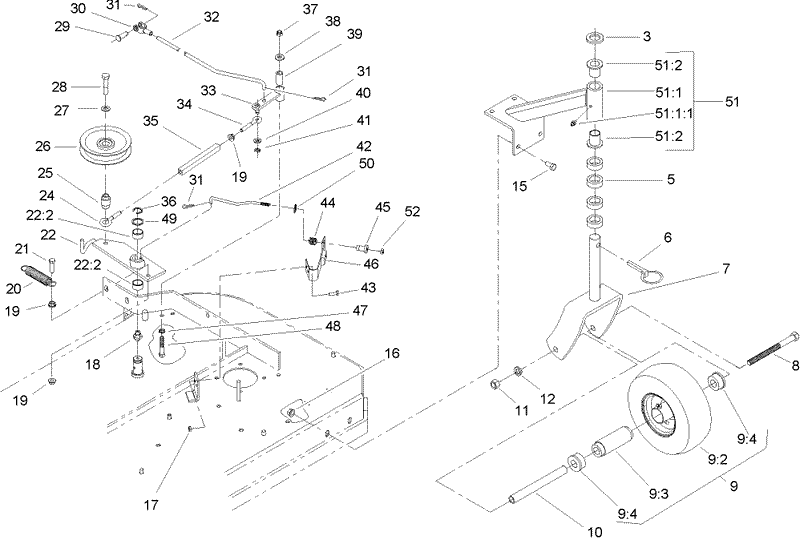 Front Caster and Blade Brake Assembly
