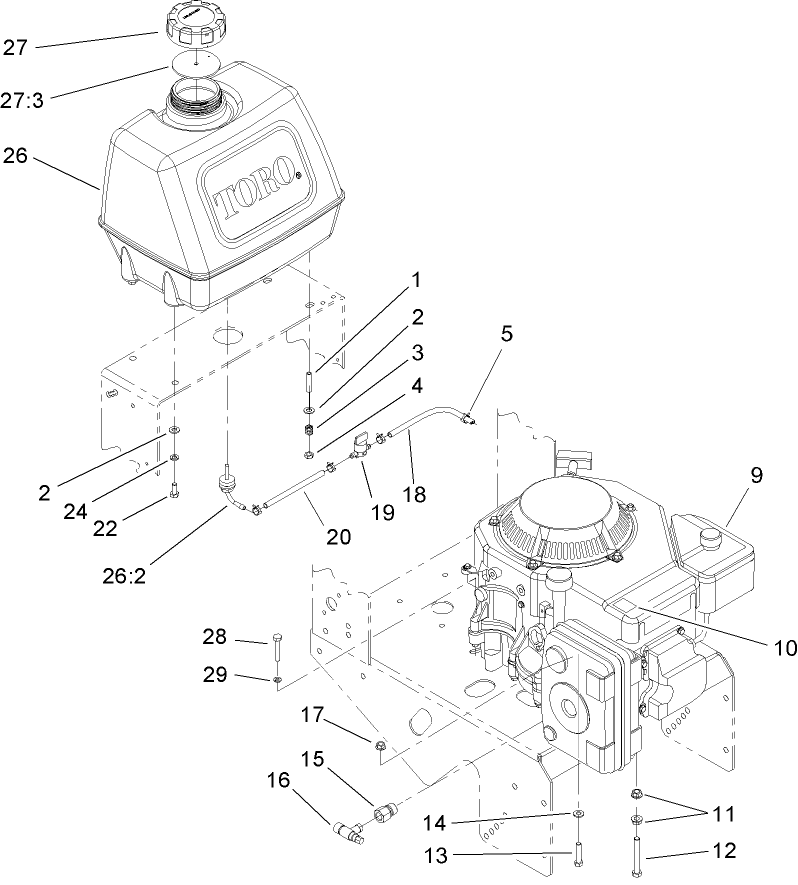 Engine and Fuel Tank Assembly