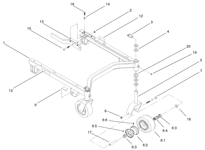 Carrier Frame and Caster Wheel Assembly