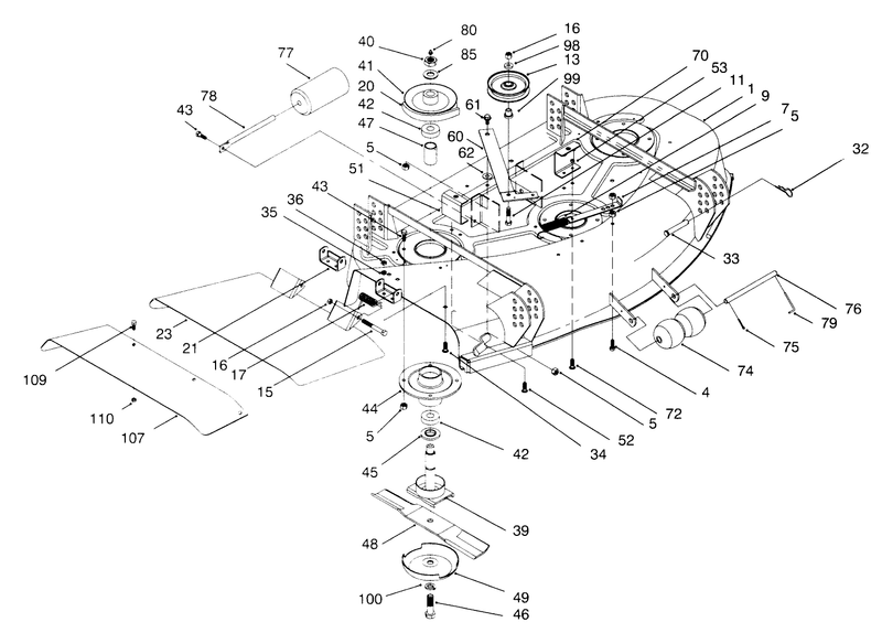 Deck Deflector S Pulleys and Spindle S
