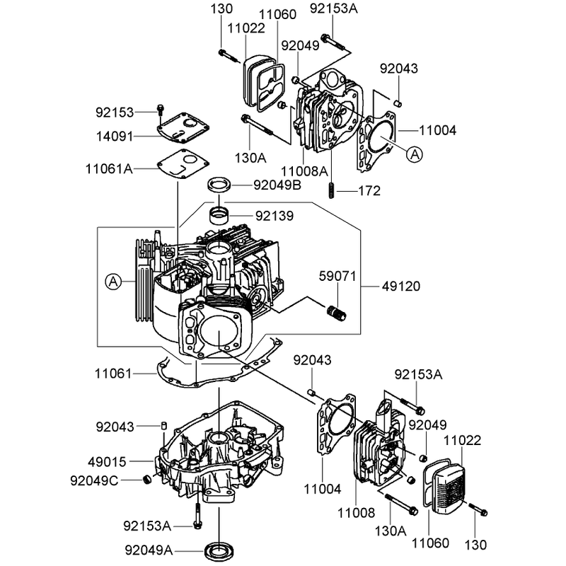 Cylinder and Crankcase Assembly Kawasaki FH430V-AS53