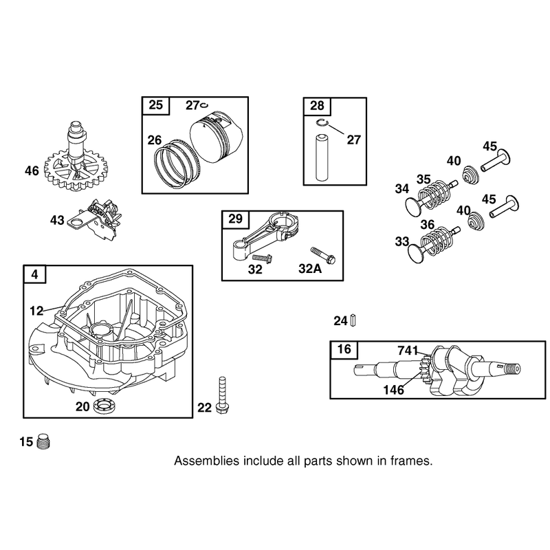 Crankcase Crankshaft Piston and Valve Assembly Briggs and Stratton Model 12F802-1770-B1