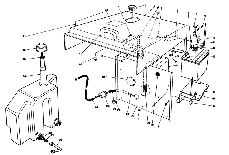 Hood Fuel Tank and Hydraulic Reservoir Assembly