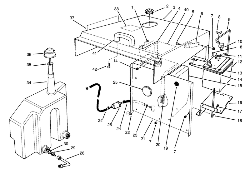 Hood Fuel Tank and Hydraulic Reservoir Assembly