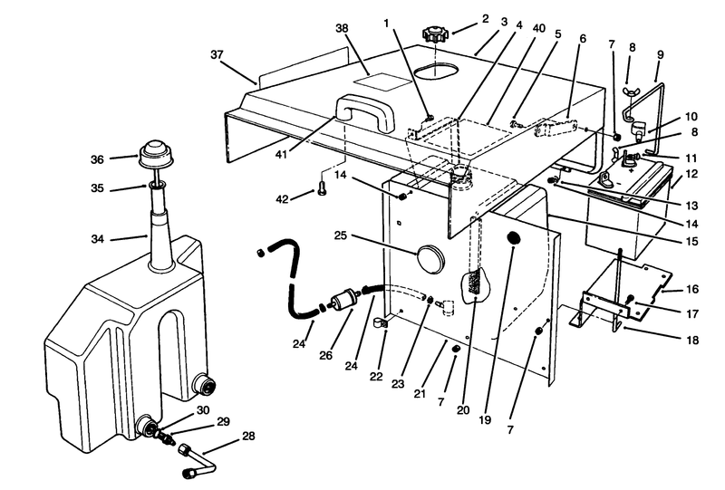 Hood Fuel Tank and Hydraulic Reservoir Assembly