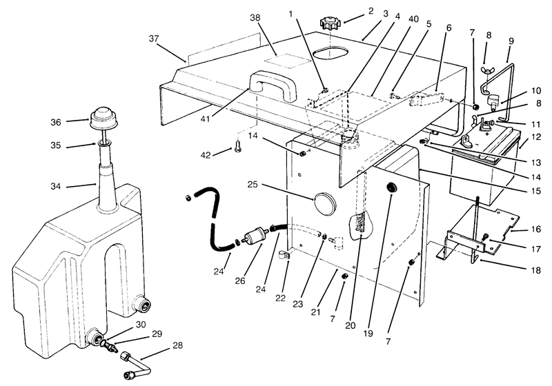Hood Fuel Tank and Hydraulic Reservoir Assembly