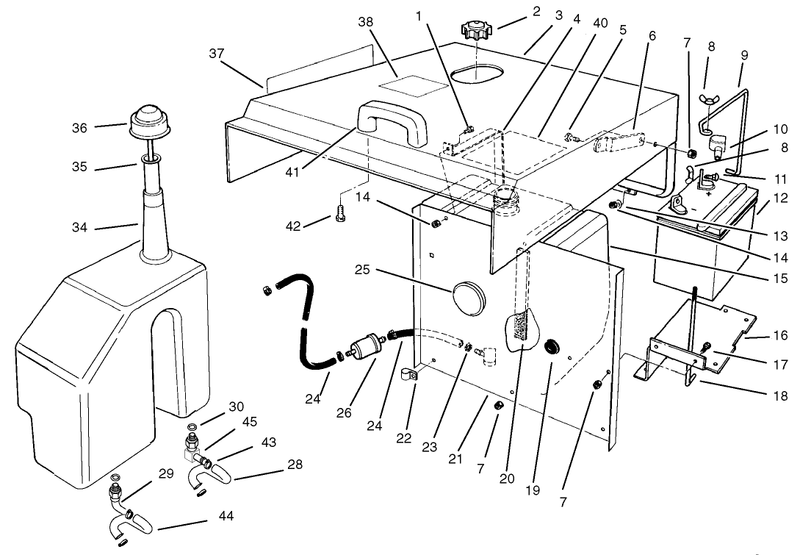 Hood Fuel Tank and Hydraulic Reservoir Assembly