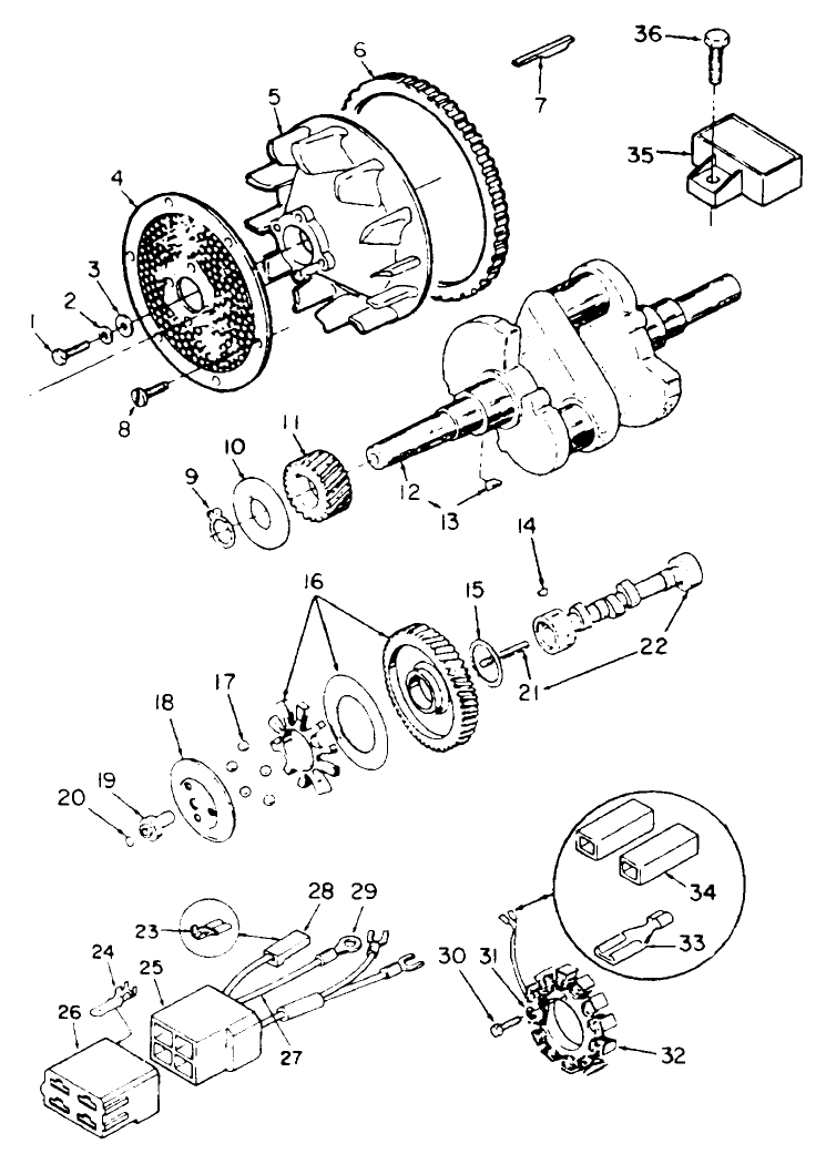 Blower and Crankshaft Onan P220g Type 110808g
