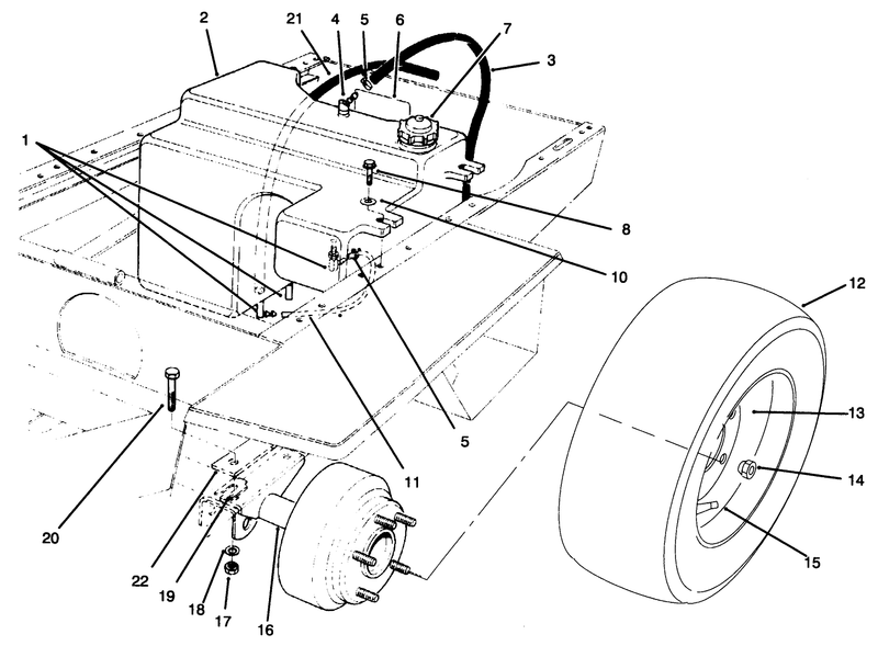 Fuel Tank and Axle Assembly