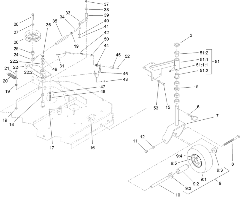 Idler Arm and Caster Wheel Assembly