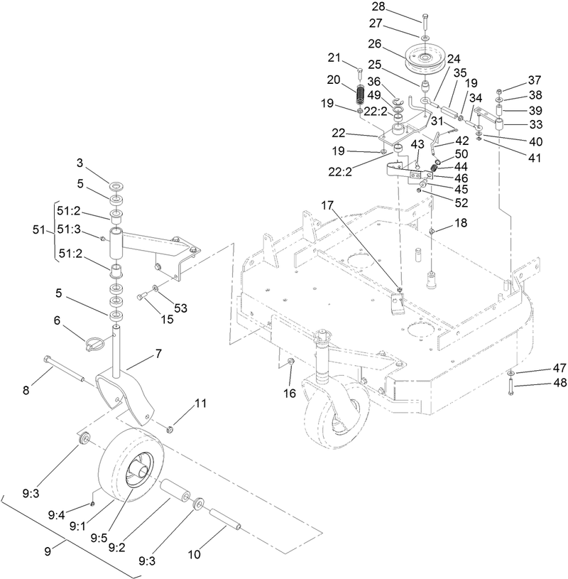 Idler Arm and Caster Wheel Assembly