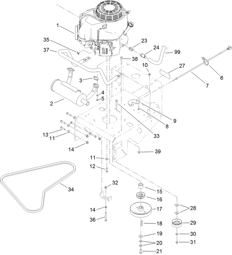 Engine and Exhaust Assembly