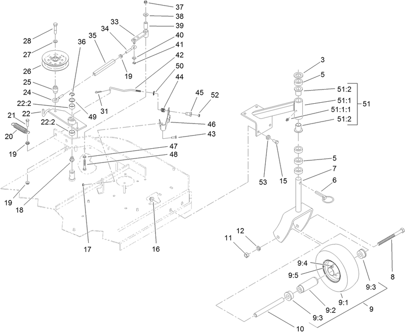 Idler Arm and Caster Wheel Assembly
