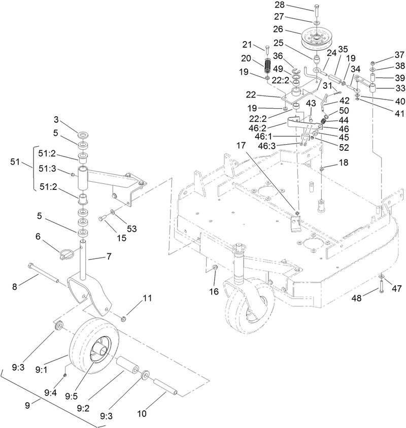 Idler Arm and Caster Wheel Assembly