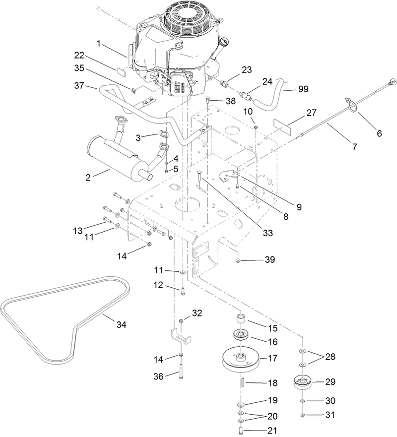 Engine and Exhaust Assembly