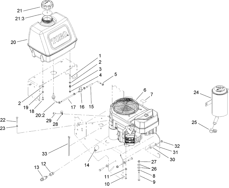 Engine and Fuel Tank Assembly