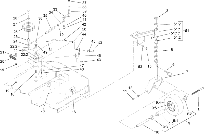 Idler Arm and Caster Wheel Assembly