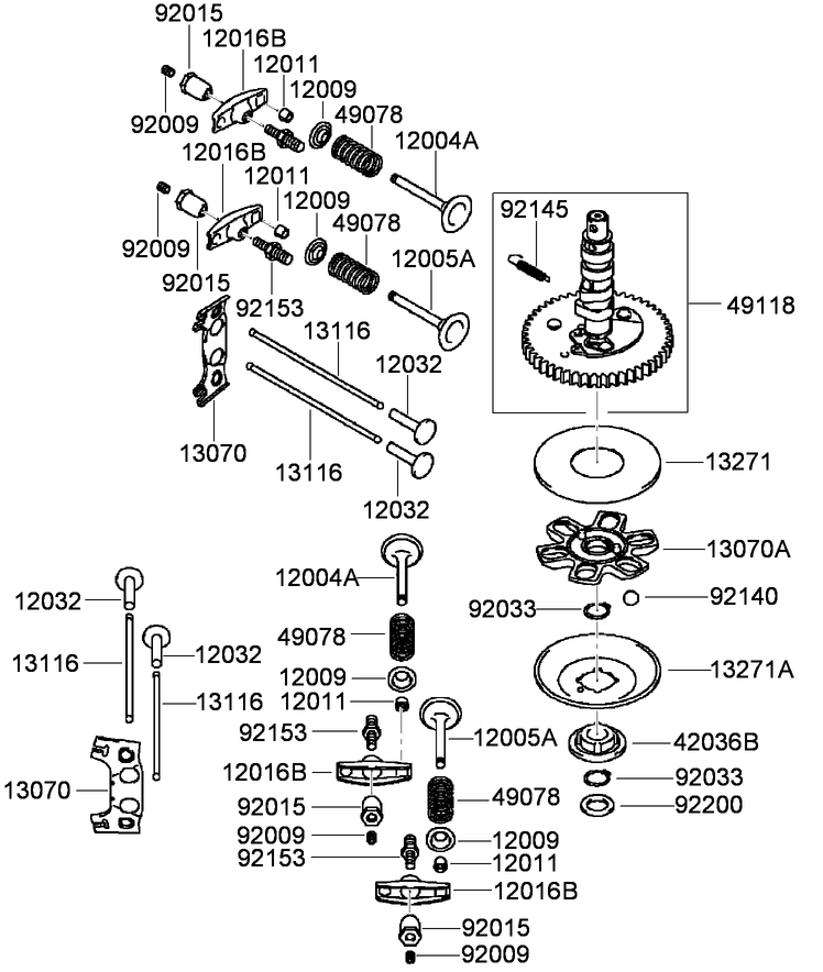 Valve and Camshaft Assembly Kawasaki FH430V CS25