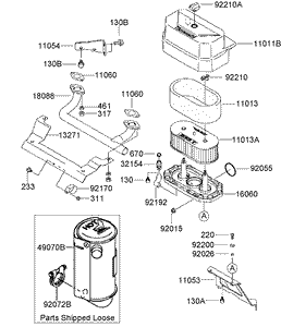 Air Filter and Muffler Assembly Kawasaki FH430V-CS25