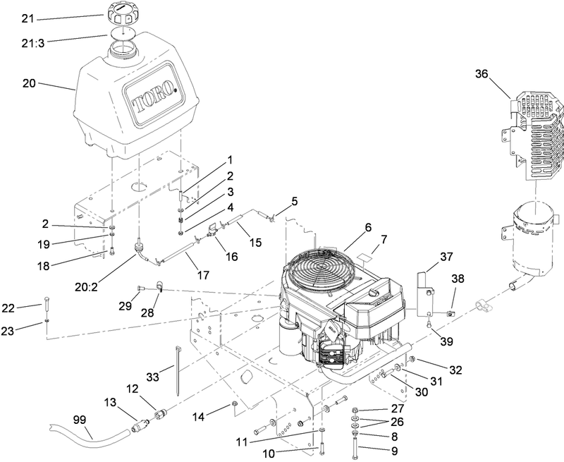Engine and Fuel Tank Assembly