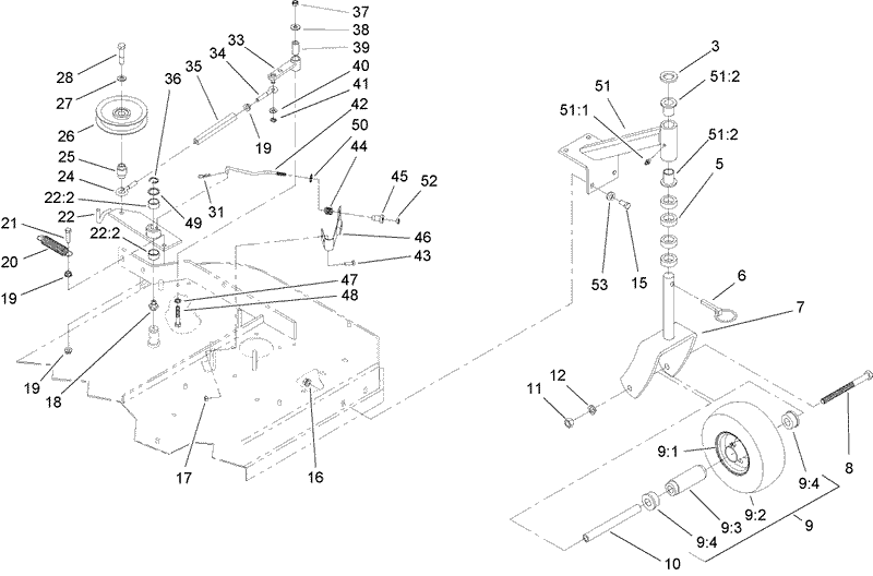 Idler Arm and Caster Wheel Assembly