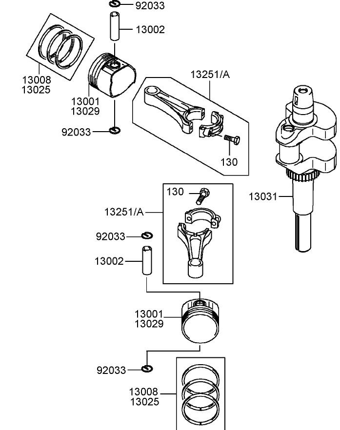 Piston and Crankshaft Assembly Kawasaki FH430V AS25