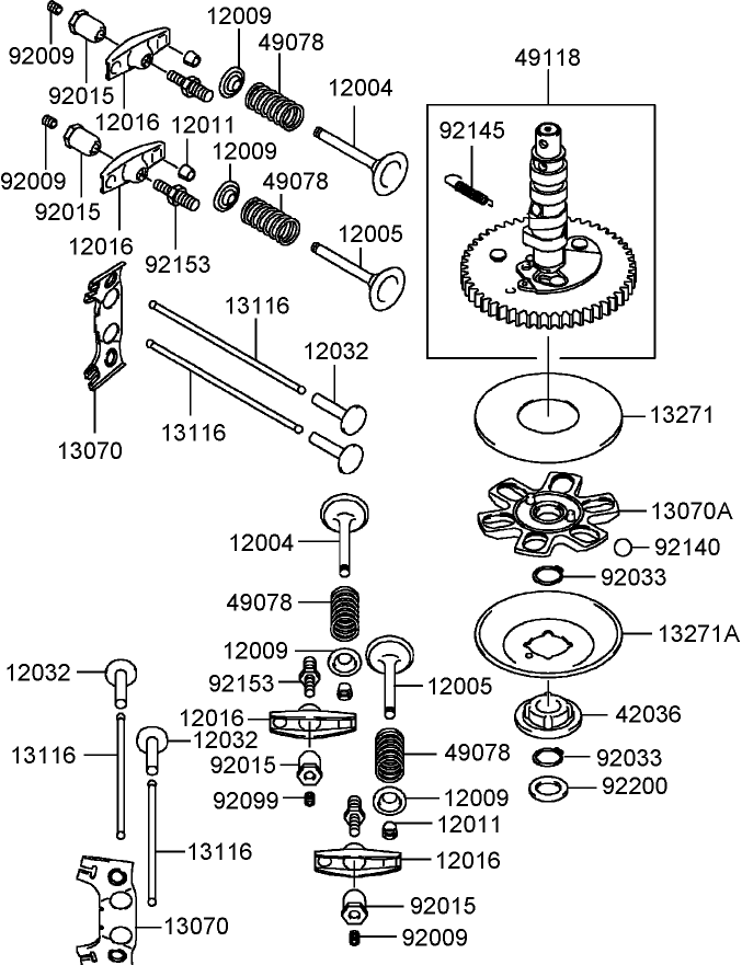 Valve and Camshaft Assembly Kawasaki FH430V AS25