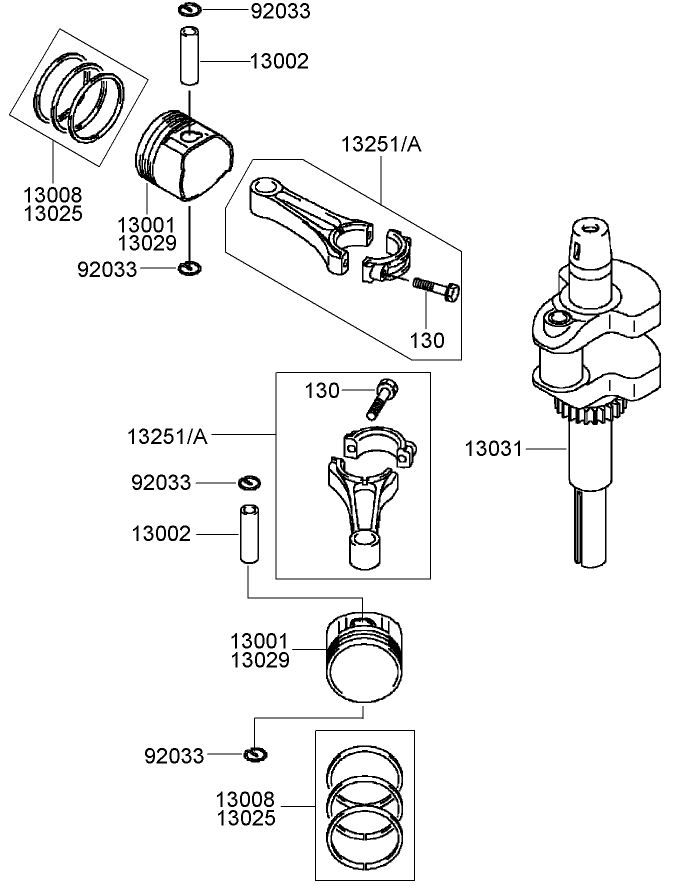 Piston and Crankshaft Assembly Kawasaki FH430V CS25