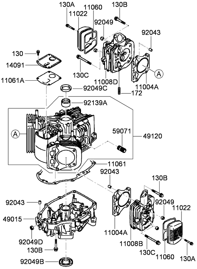 Cylinder and Crankcase Assembly Kawasaki FH430V CS25
