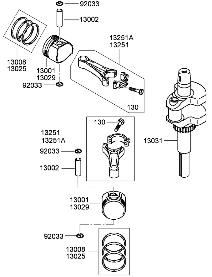 Piston and Crankshaft Assembly Kawasaki FH430V CS25