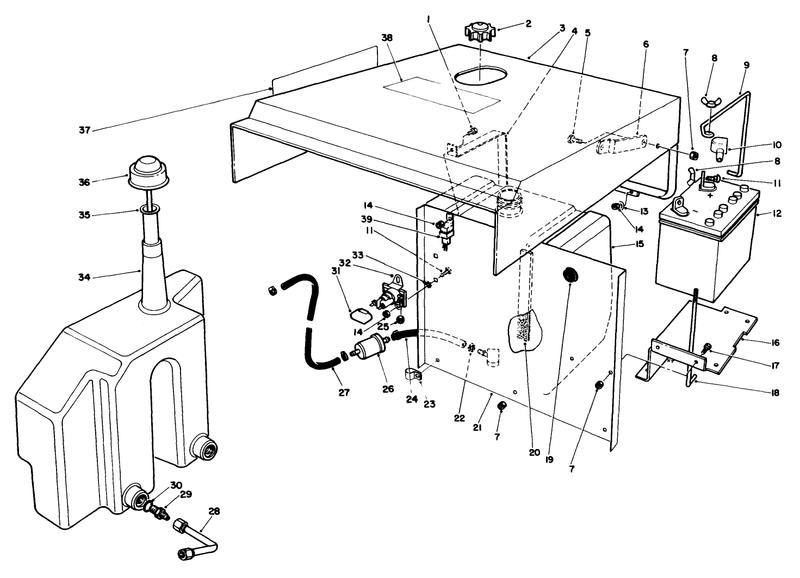 Hood Gas and Hydraulic Tank Assembly