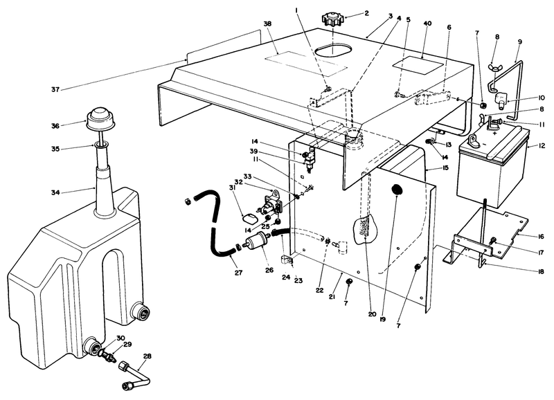 Hood Gas and Hydraulic Tank Assembly