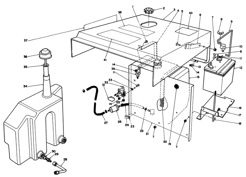 Hood Fuel Tank and Hydraulic Reservoir Assembly