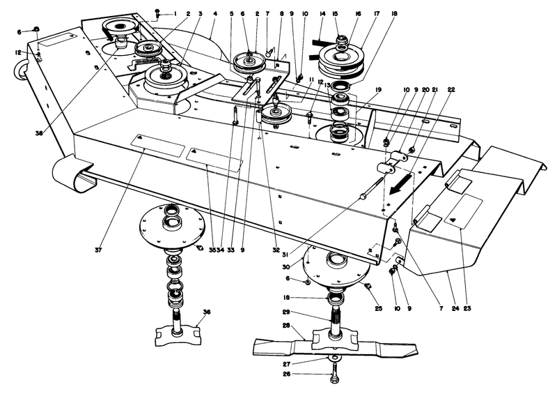 Cutter Deck and Spindle Shaft Assembly