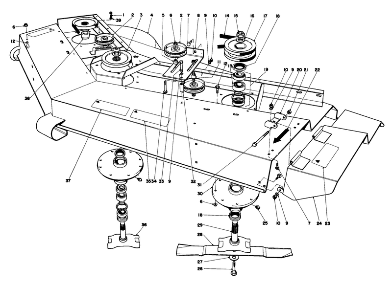 Cutter Deck and Spindle Shaft Assembly