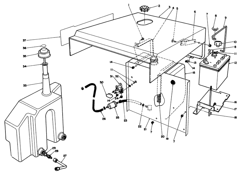 Hood Gas Hydraulic Tank Assembly