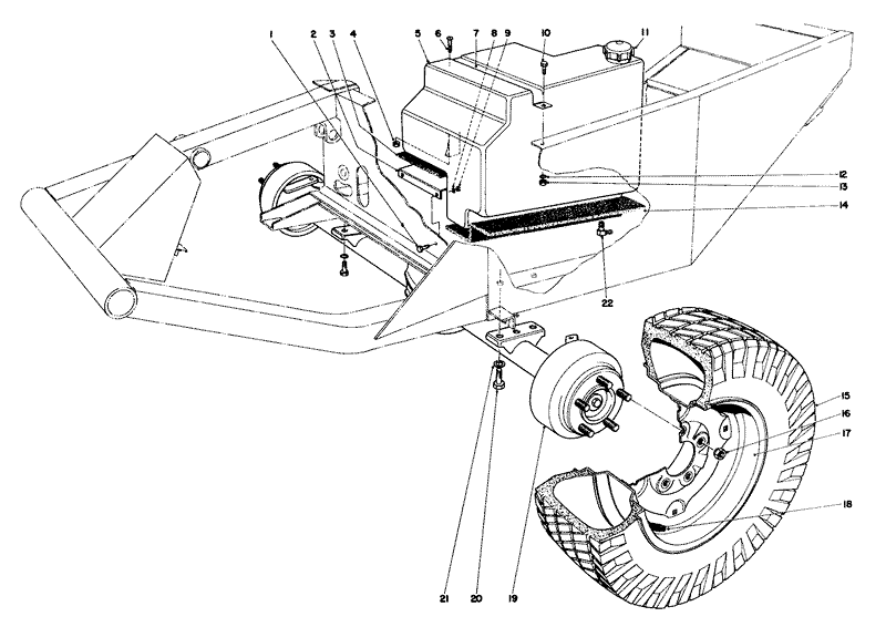 Front Axle And Gas Tank Assembly