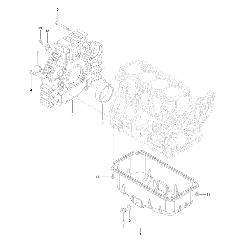 Flywheel Housing and Oil Sump Assembly